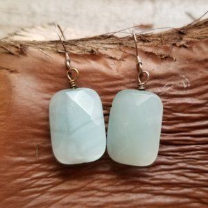 Earrings pale green stone with silver findings